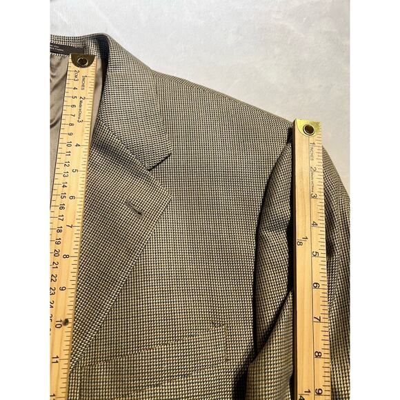Joseph Abboud Mens 44L Golden Tan Blue Birdseye Silk Wool Blazer Sport Jacket - Picture 13 of 15